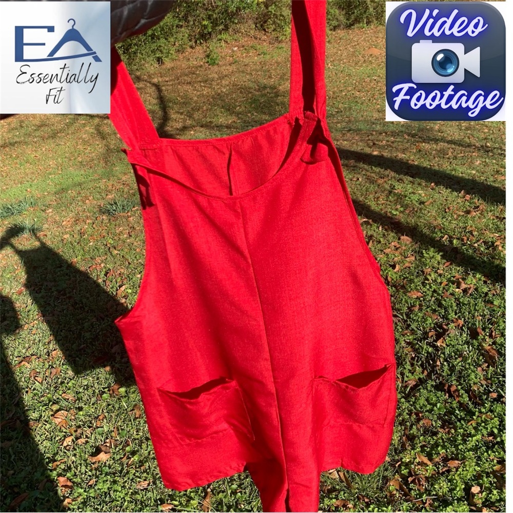 SHEIN Red Overall Shorts Romper